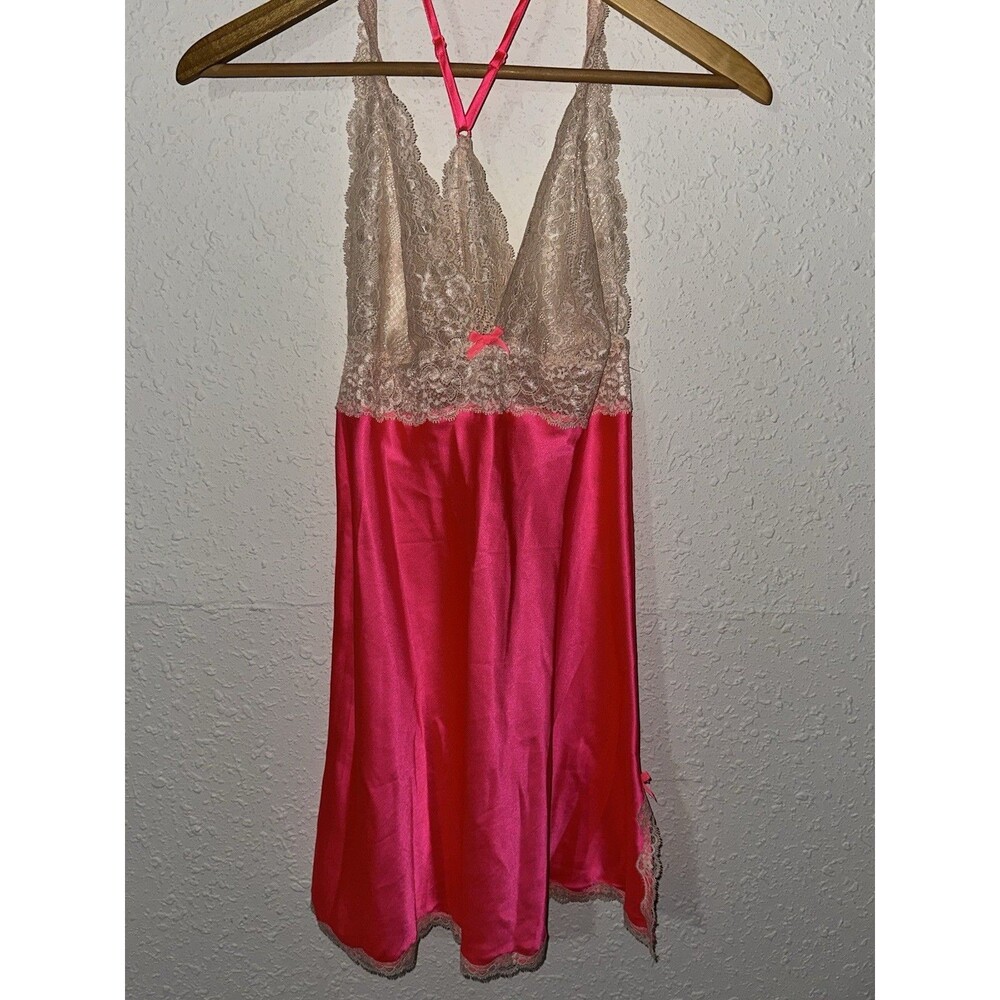 Victoria Secret Lingerie Chemise Baby Doll Night Slip Satin Lace Women’s Small